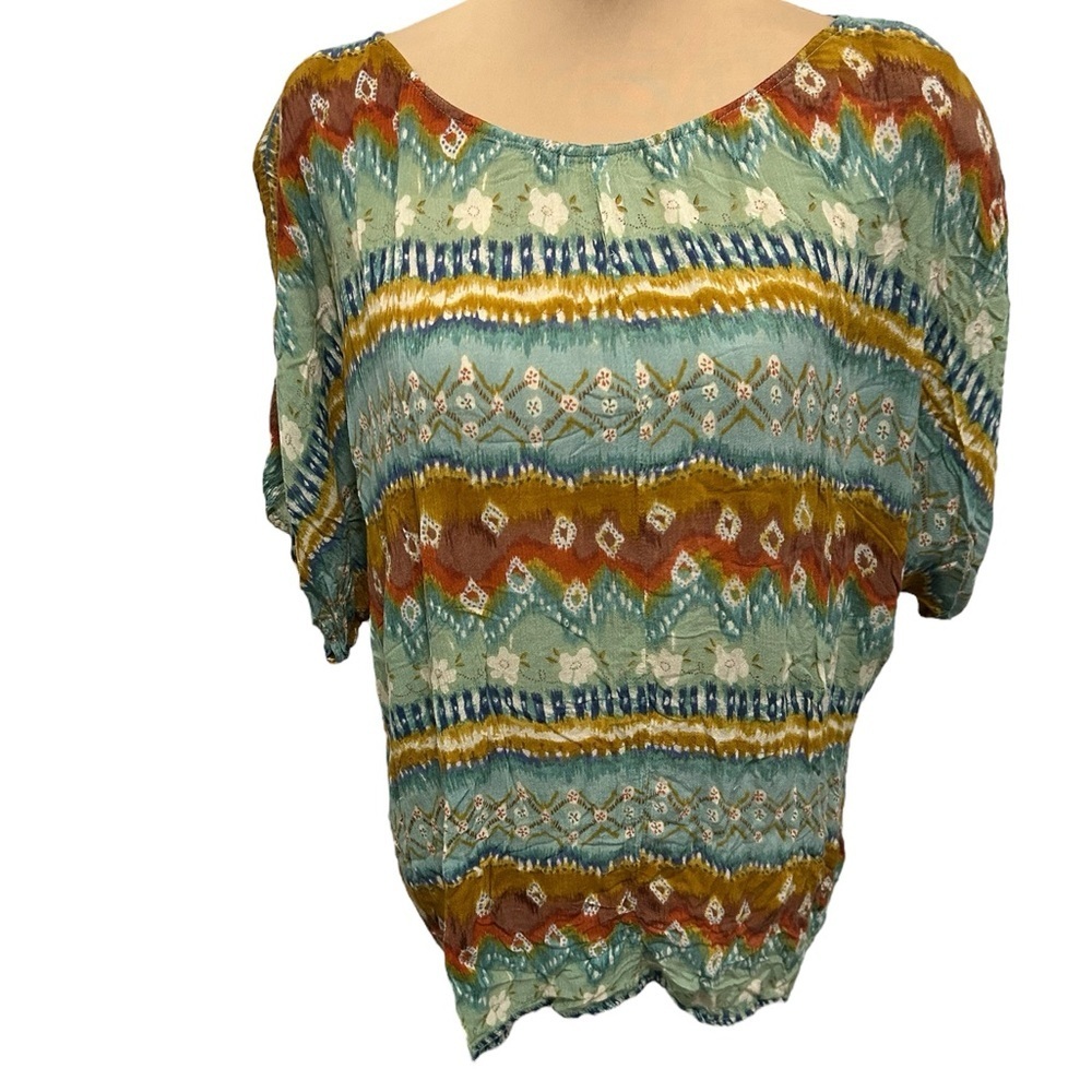 VINTAGE Phool Blouse Women’s Size 1X Art To Wear Colorful Floral Patterned Knit.